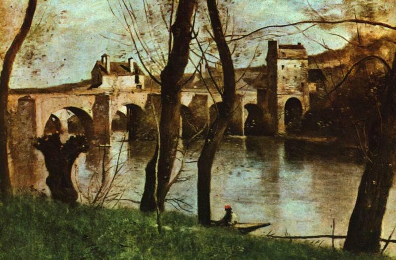 Jean-Baptiste Camille Corot Le Pont de Mantes Norge oil painting art
